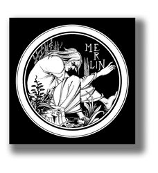 Merlin is a wizard of the Celts. Painting by Aubrey Vincent Beardsley. Mythical poster. Fine Art Print. 282.