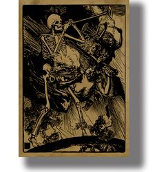 death and passions descend upon the world. horror and macabre art. dark art print. skeleton artwork. 355.