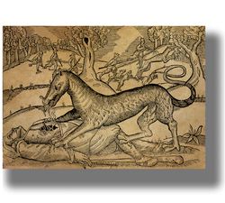werewolf is the beast of gevaudan. gothic style art poster. the famous cannibal wolf. folklore home decor. 848.