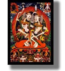 citipati, dancing skeletons. poster of tibetan buddhism. tibetan art print. tibetan lords of cemeteries. 346.