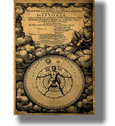 man is a microcosm in the macrocosm. metaphysical and alchemical poster. philosophical home decor. vintage print. 287.