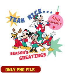 Disney mickey & pals christmas holiday team nice and naughty png