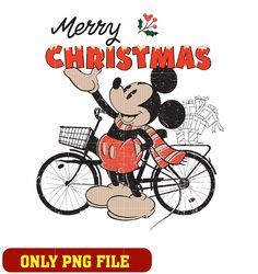 Disney Mickey Mouse Merry Christmas Bicycle Retro Distressed Design png