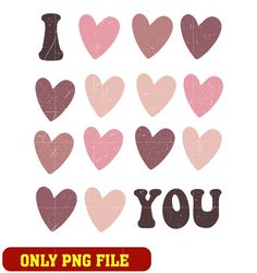 I Love You Retro Valentine Day Heart png