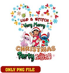 Lilo & stitch Very Merry christmas Party 2023 png
