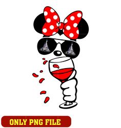 Minnie mouse drinking wine png