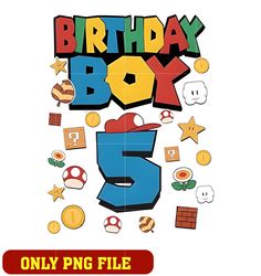 Super Mario 5th birthday boy png