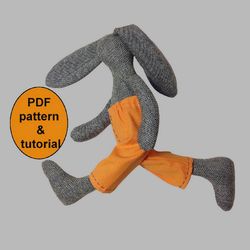 PDF Bunny sewing pattern & Tutorial Bunny doll pattern Stuffed bunny pattern
