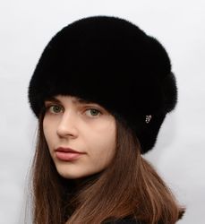 Women Winter Fur Mink Luxury Real Hat Ladies Elegant Warm Fur Mink Style Fur Cap