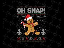 Gingerbread Man Cookie Ugly Sweater Oh Snap Christmas Png, Gingerbread Santa Hat Png, Christmas Png, Digital Download