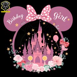 Birthday Girl Floral Castle Magic Kingdom PNG