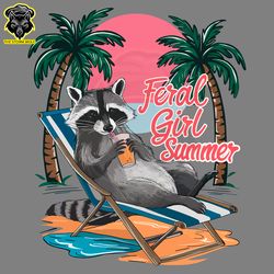 Vintage Feral Girl Summer Opossum PNG Digital Download Files