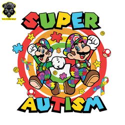 Super Autism Cartoon Super Mario PNG Digital Download Files
