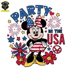 Party In The USA Cute Minnie Mouse SVG Digital Download Files