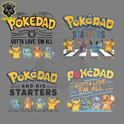 Pokedad Funny Pokemon Happy Fathers Day PNG Bundle