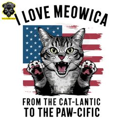 I Love Meowica From The Catlantic Patriotic Cat PNG