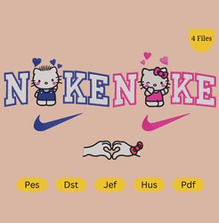 Nike Hello kitty Couple Embroidery File with hand