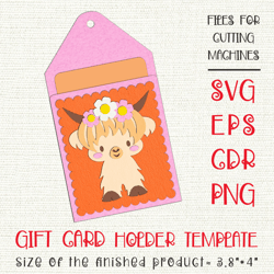 Highland Cattle | Birthday Gift Card Holder | Paper Craft Template