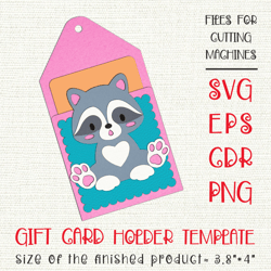 Cute Raccoon | Birthday Gift Card Holder | Paper Craft Template