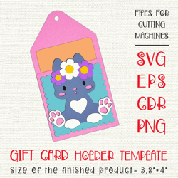 Cute Cat | Gift Card Holder | Paper Craft Template