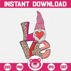 Valentine Love PNG Leopard Buffalo Plaid Gnome Heart Valentines Day Sublimation Shirt Design Digital Download File Print