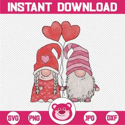 Valentine's Day Gnomes PNG clipart. Party clipart. Red Gnomes, hearts PNG. Printable. Commercial use. Digital download f