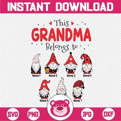 Personalized Grandma Gnome With Kids Name PNG, Custom This Grandma Belongs To Valentine Mom Png, Valentine Matching Kids