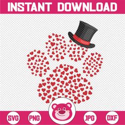 Paw Valentine Svg, Paw Print Hearts Svg, Funny Cute Dog Cat Lover Svg, Valentines Day Svg, Digital Download