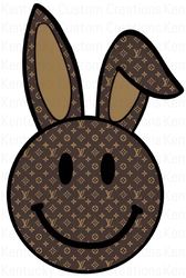 Louis Vuitton Smiley Face Bunny Ears PNG Digital Download Sublimation File