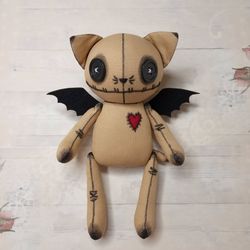 Cat Stuffed Animal Handmade - Unique Art Doll