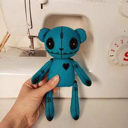 Spooky Teddy Bear Handmade - Turquoise