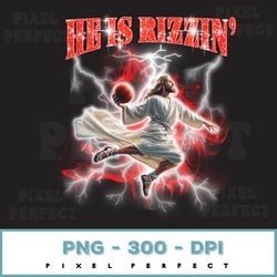 He Is Risen Funny Easter Png, Jesus Playing Basketball, Retro Y2k Christian Faith Religious Png, Digital Download
