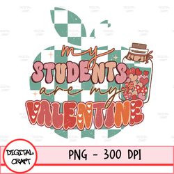 My Students Are My Valentines Png, Teacher Apple Pencil Leopard, Cheetah, Print Watercolor Clipart Png Digital Download