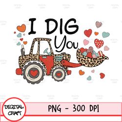 Valentine Png Digital Download, Hand Drawn Digital Design, Sublimation Download, Tractor With Hearts, Boy T-Shirt Design