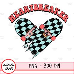 Heartbreaker Png, Digital Download, Valentines Day, Sublimation, Sublimate, Clipart, Retro, Heart, Love, Checker