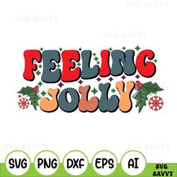 Feelin' Jolly Svg, Trendy Christmas Svg, Christmas Smiley Svg, Retro Christmas Svg, Christmas Shirt Svg, Christmas Tree