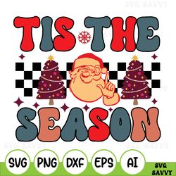 Tis The Season Christmas Svg, Merry, Merry Christmas Svg, Merry And Bright, Holly Jolly Svg, Christmas, Retro Christmas