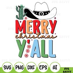 Merry Christmas Yall Svg File, Svg Files For Cutting Machines Cameo Cricut, Christmas Svg