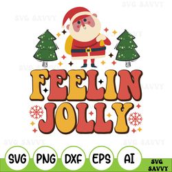 Feelin' Jolly Svg Christmas Svg, Santa Christmas Svg, Retro Christmas Svg, Checkered Feeling Jolly Svg, Files Svg Png