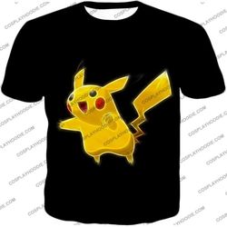 Pokemon Favourite Thunder Type Pokemon Pikachu Cool Black T-Shirt PKM115