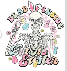 Retro Easter Skull Png, Dead Inside But Easter PNG, Easter Bunny SkullPng, Easter Shirt Png, Easter Sublimation Design D