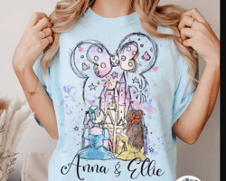 Personalized Watercolor Disney Castle Princess png, Custom Princess Disney Girls Trip 2024 png, Disney Besties Matching