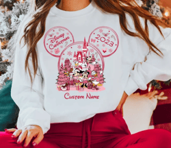 Personalized Mickey & friends Disney Christmas png, Pink Christmas tree png sweatshirt, Mickey's very merry Christmas