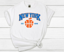 vintage new york basketball est 1946 classic unisex white png, new york basketball team retro png, american basketball t