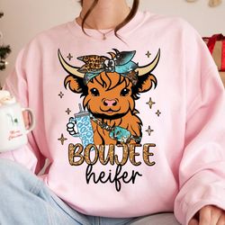 Highland Cow Boujee Heifer Png, Stanley Tumbler Belt Bag Sublimation Png Design, Glitter Sparkle Png, Western Png