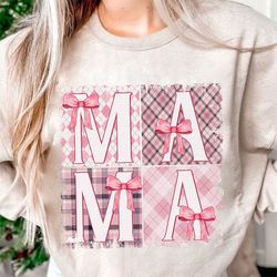 Coquette MAMA Design, Pink Plaid Mama png, Pink Mama png, Soft Girl Era png, Pink Bow, Aesthetic, Social Club png, Coque