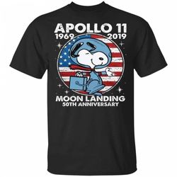 Apollo 11 50th Anniversary Landing Moon Tee Snoopy Astronaut T-Shirt HA07