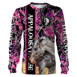 Appaloosa Horse pink muddy camo Custom name full printing Sweatshirt, Hoodie, T-shirt &8211 Personalized gift for Horse