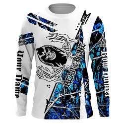 Blue muddy camo Hunting reaper hunting skull camo UV protection quick dry customize name long sleeves shirts UPF 30 pers