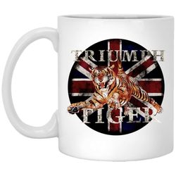 vintage triumph tiger motorcycle decal by motormaniac classic white mug